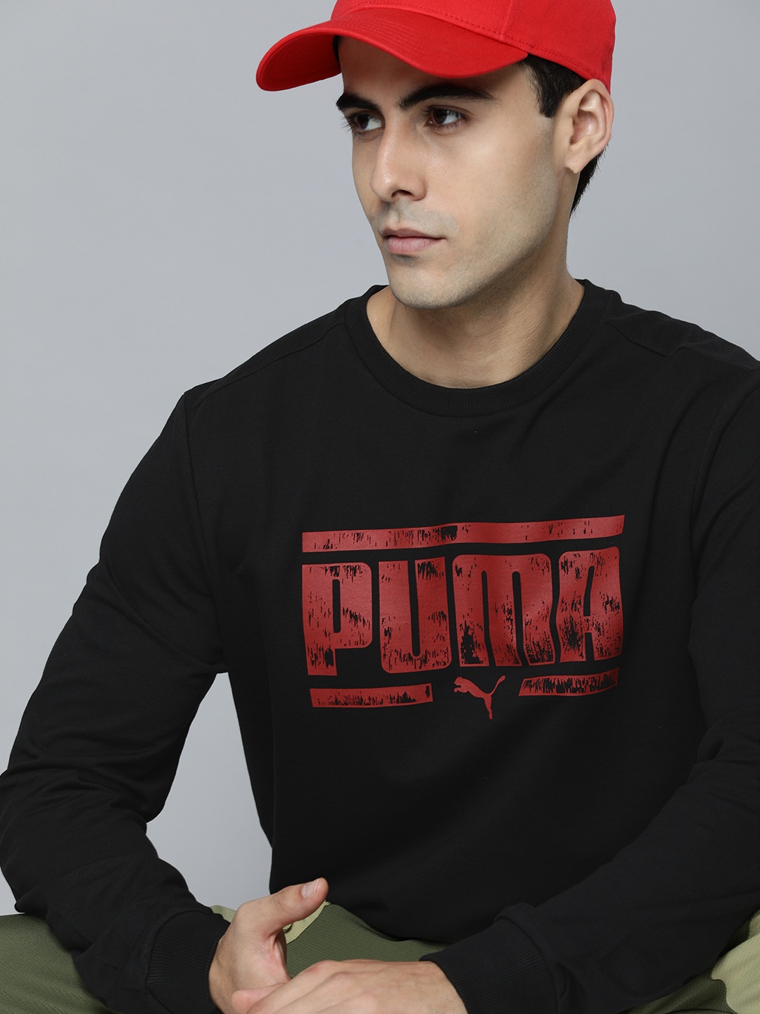 

Puma Men Black Brand Logo Graphic Printed Full Sleeve Regular Fit Casual Sweatshirt