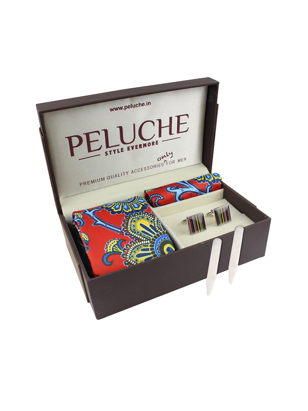 

PELUCHE Red & Silver-Toned Pure Cotton Accessory Gift Set