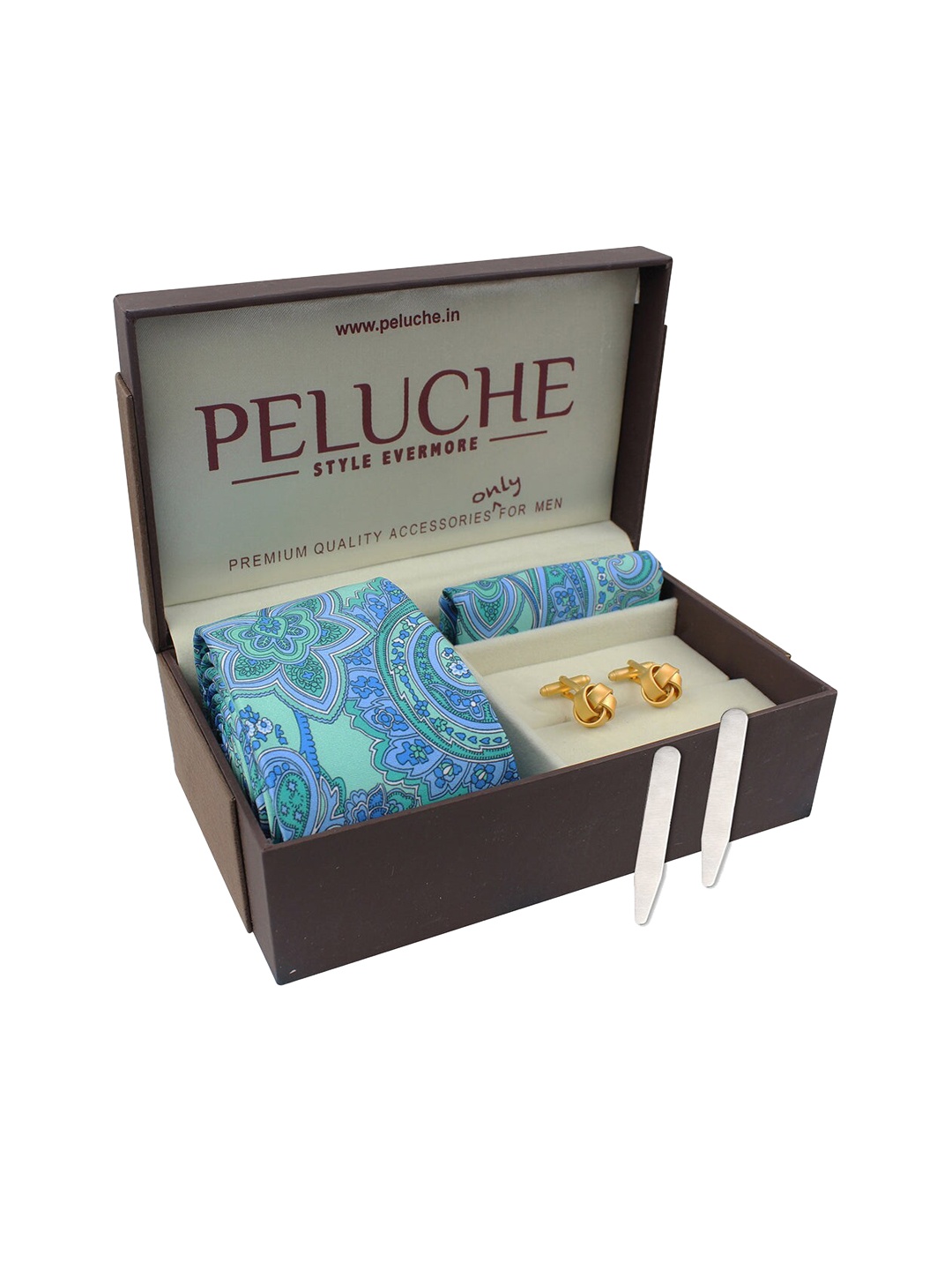 

PELUCHE Green & Blue Printed Pure Cotton Accessory Gift Set