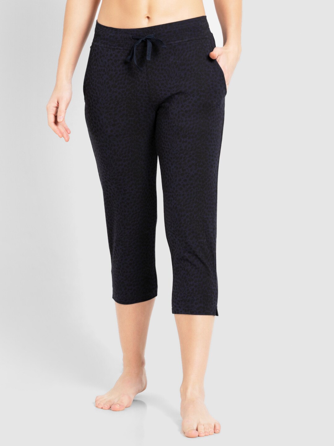 

Jockey Women Navy Blue & Black Printed Capris