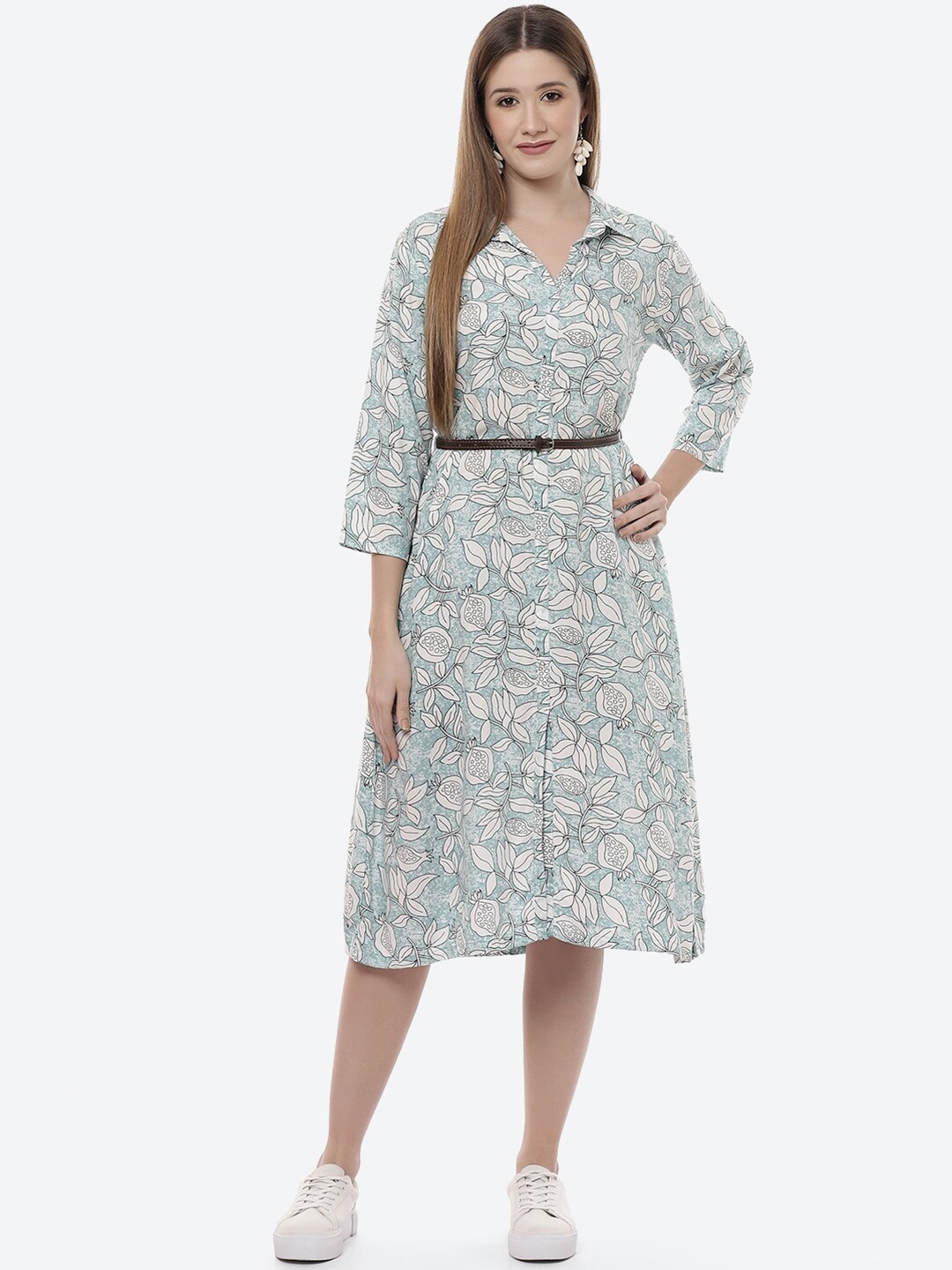 

Rangriti Women Blue Floral Ethnic Midi Dress