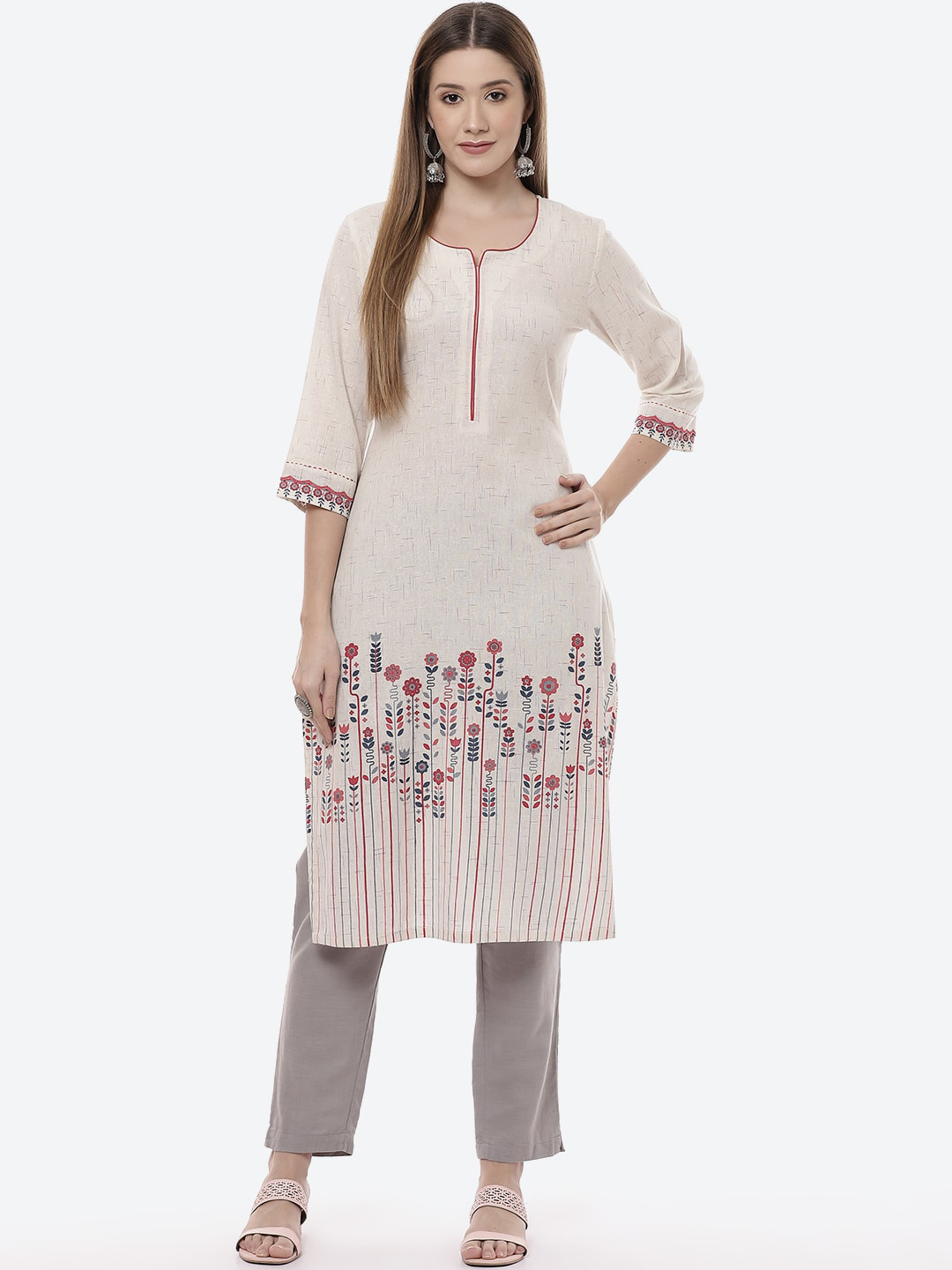 

Rangriti Women Off White Printed Kurta