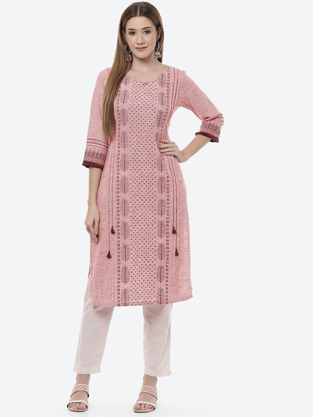 

Rangriti Women Red Ethnic Motifs Printed Flared Sleeves Kurta