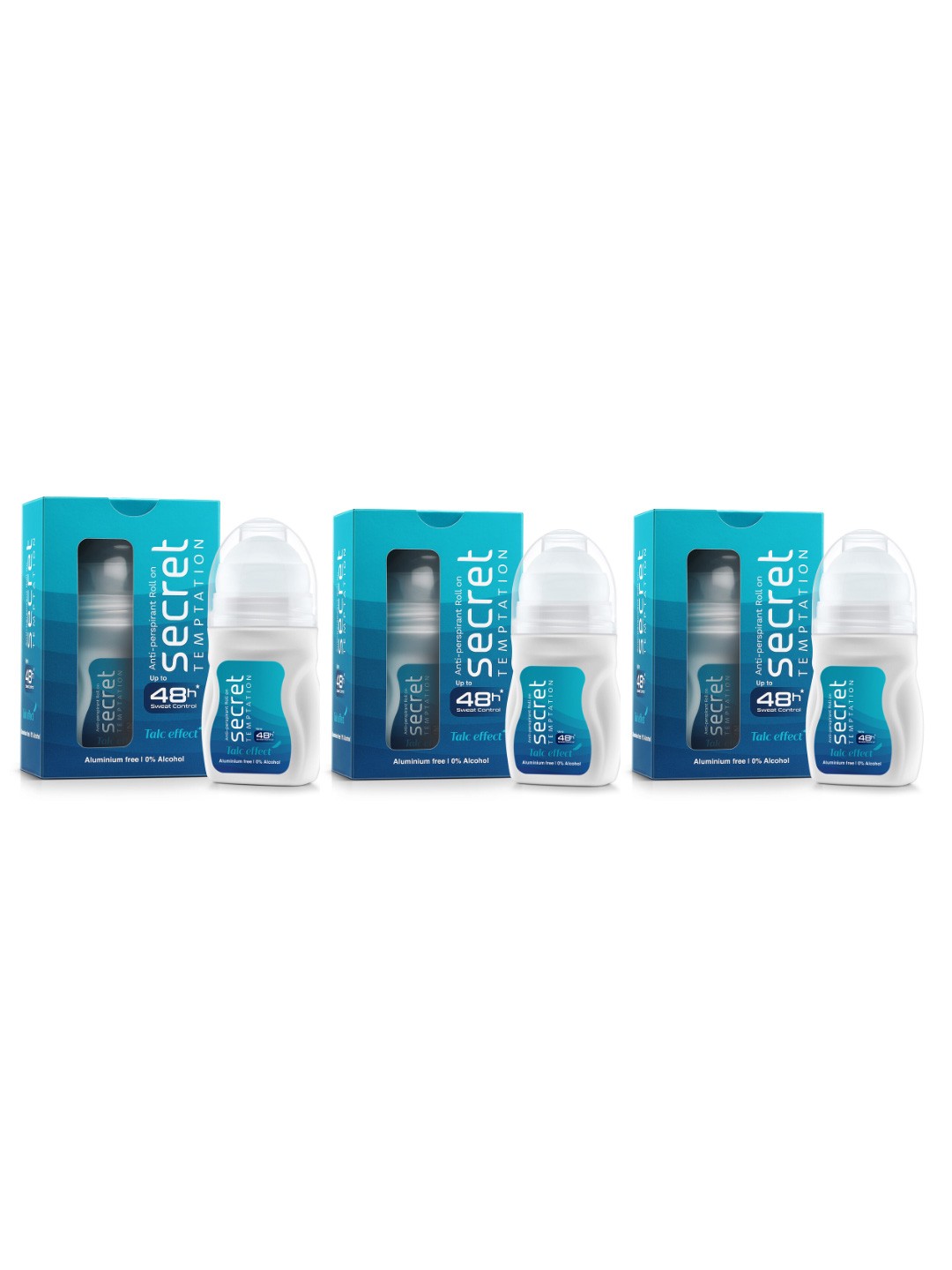 

Secret Temptation Set of 3 Talc Effect Roll-on 50ml, Multi