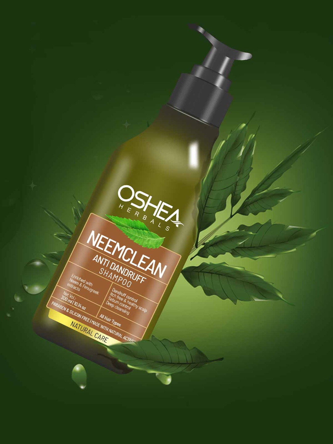 

Oshea Herbals Neemclean Anti Dandruff Shampoo with Fenugreek Extracts 300 ml, Green