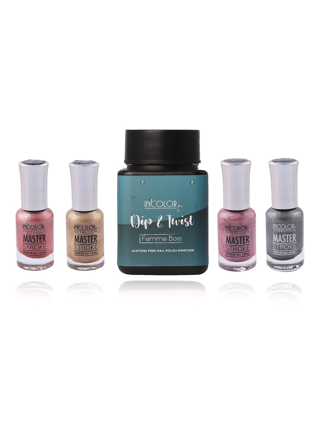 INCOLOR Set of 4 Master Stroke Sugar Matte Nail Polish with Dip&Twist Nail Polish Remover, Multi