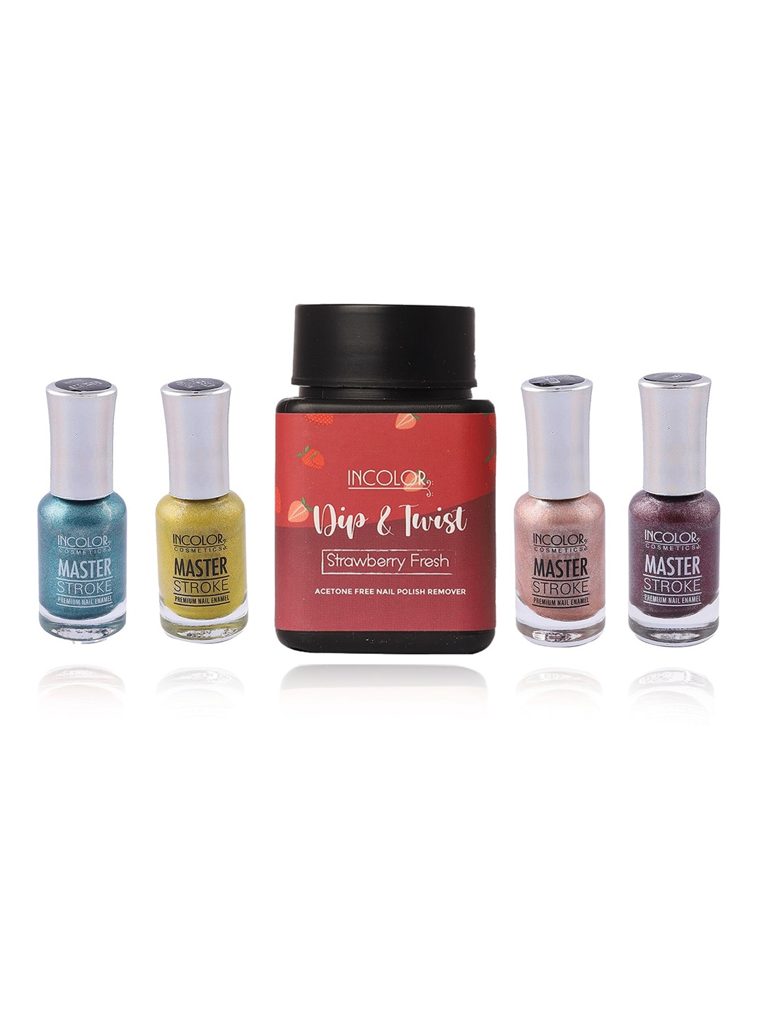 

INCOLOR Set of 4 Master Stroke Sugar Matte Nail Polish with Dip&Twist Nail Polish Remover, Multi