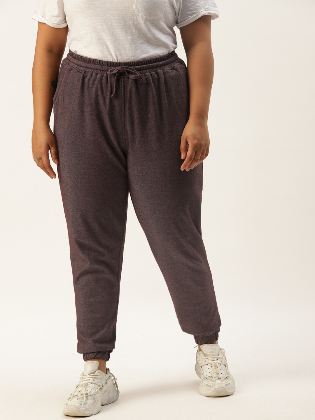 

Rute Women Plus Size Brown Pure Cotton Slim Fit Solid Joggers