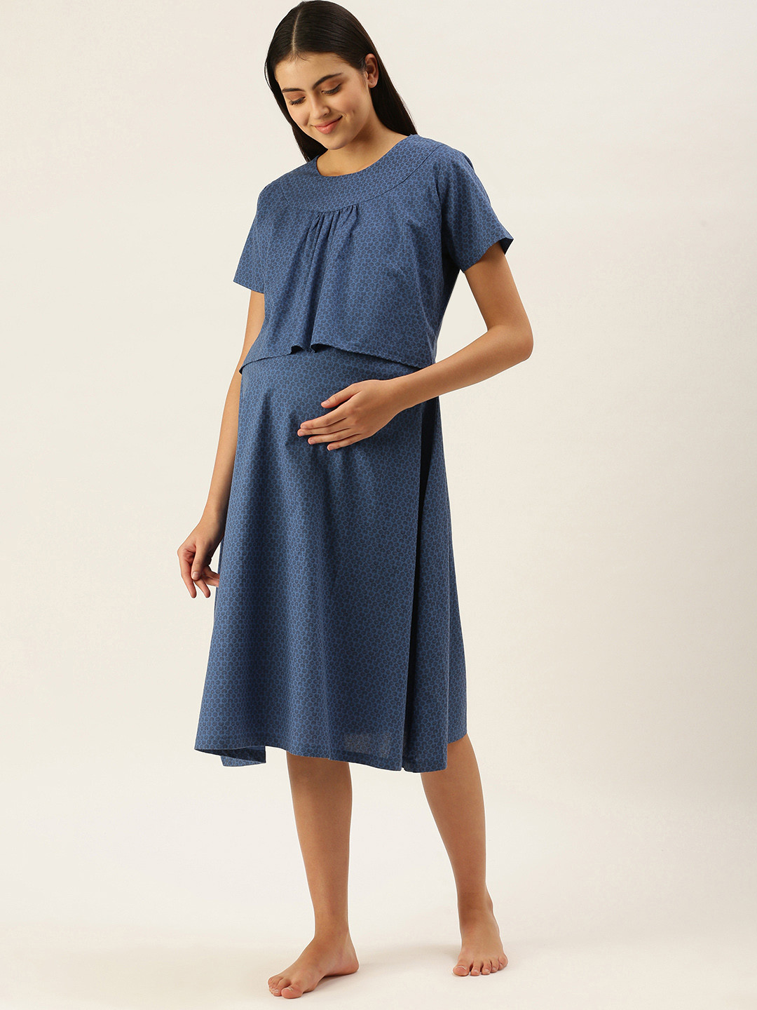 

Nejo Blue Pure Cotton Abstract Print Nightdress