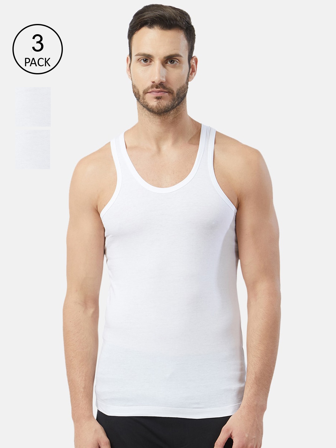 

Fruit of the loom Men Pack Of 3 White Solid Innerwear Vest MVT01-3P-A1S1