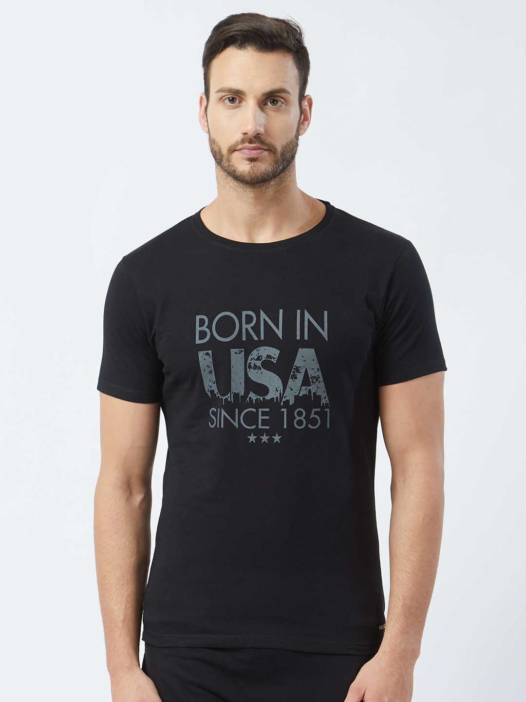 

Fruit of the loom Men Black Printed T-shirt