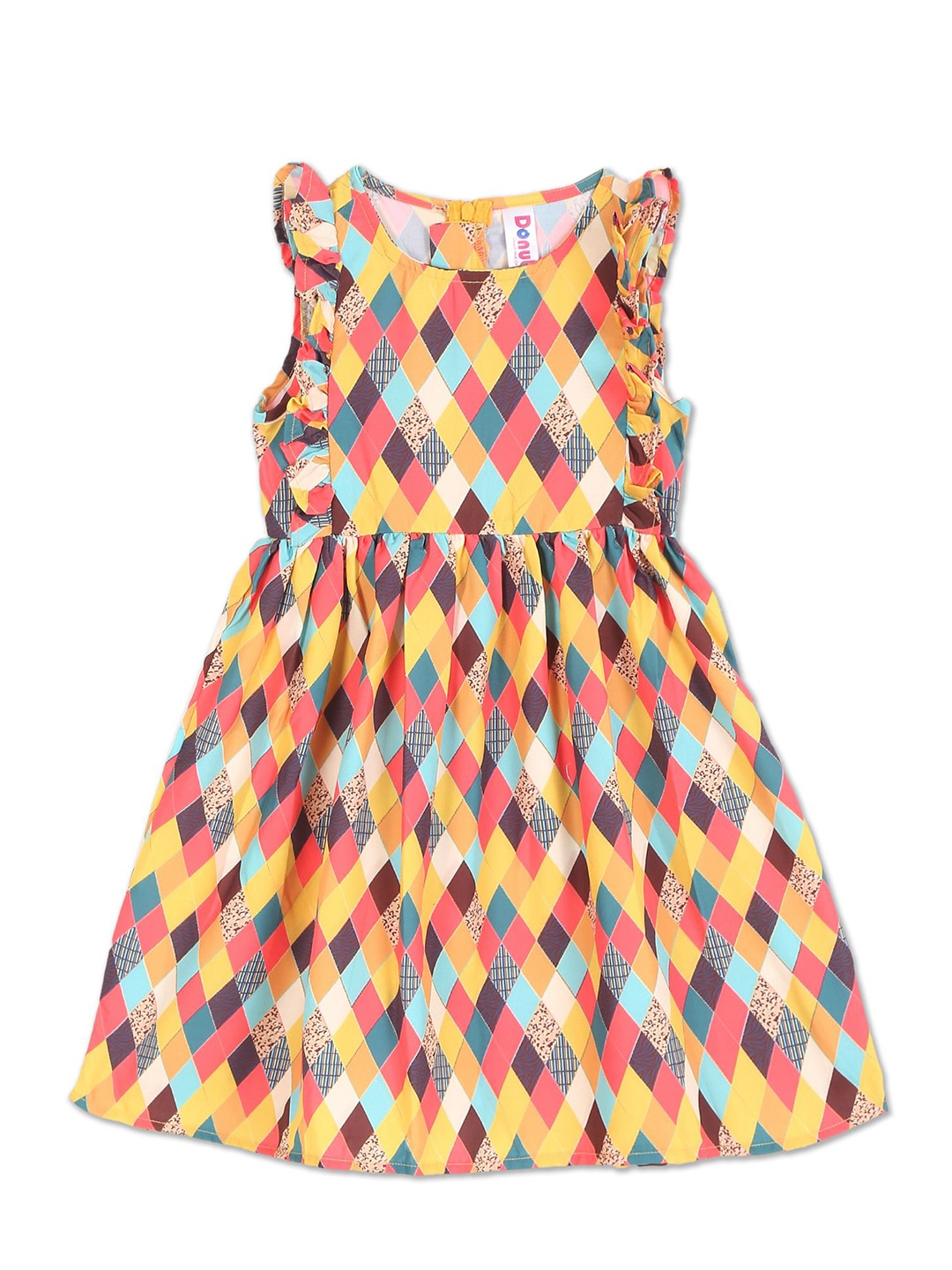 

Donuts Girls Yellow & Red Printed Cotton Dress