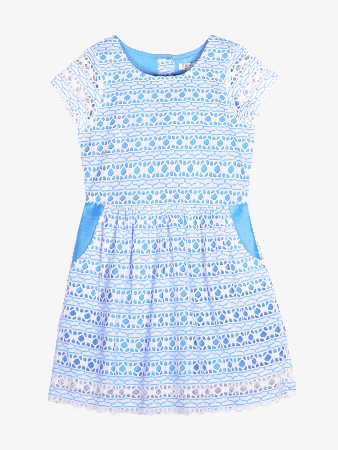 

CACA CINA Girls Blue & White Printed Lace Tunic