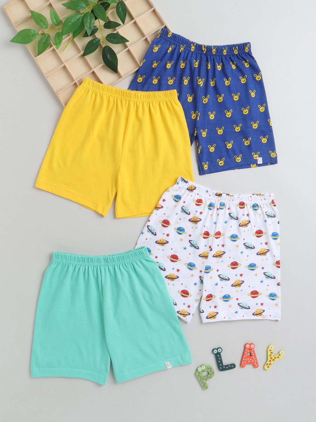 

BUMZEE Boys Pack Of 4 Printed Shorts, White