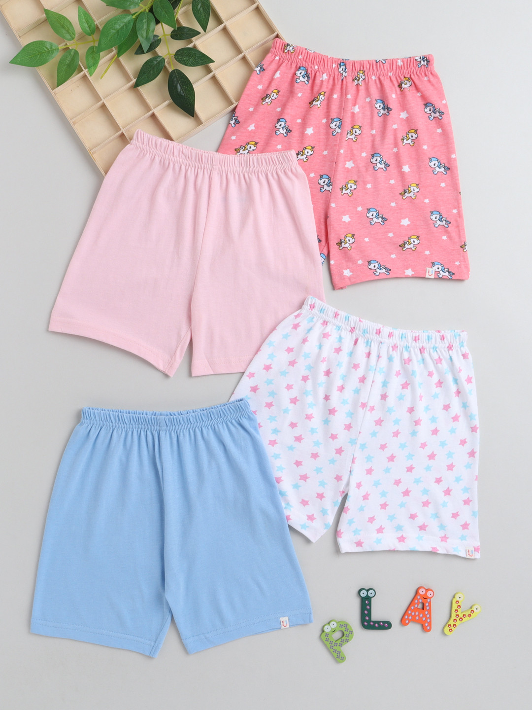 

BUMZEE Girls Pack Of 4 Shorts, Blue