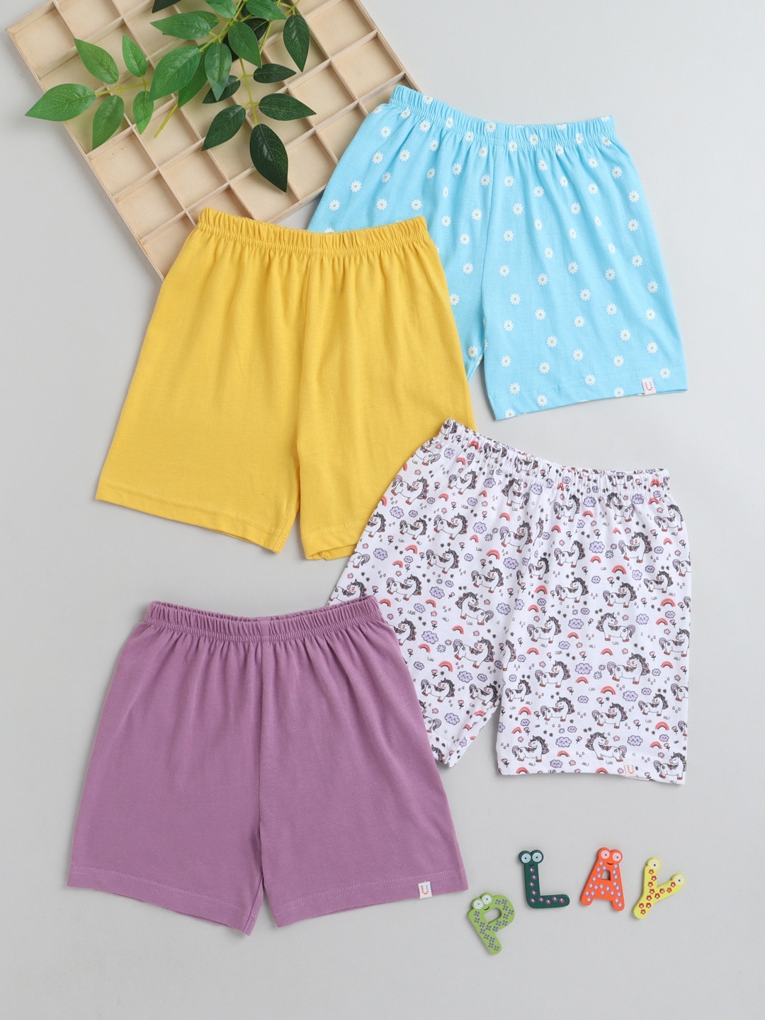 

BUMZEE Girls Pack Of 4 Shorts, Lavender