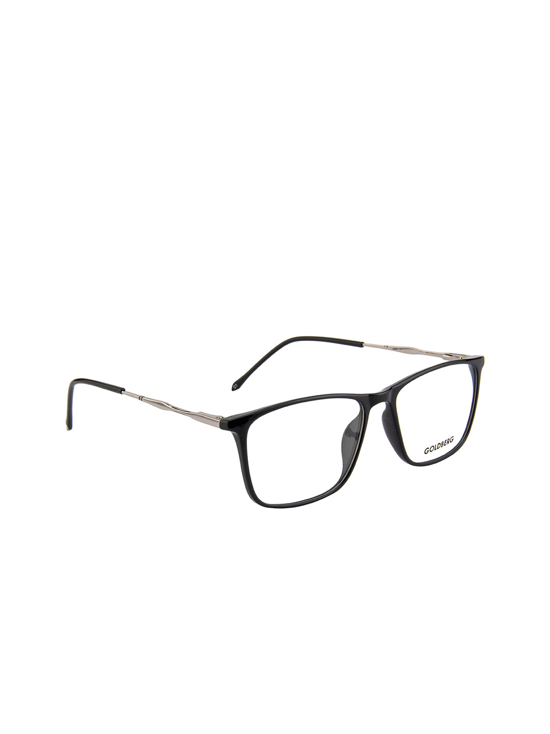 

Gold Berg Unisex Black & Silver-Toned Full Rim Wayfarer Frames Eyeglasses