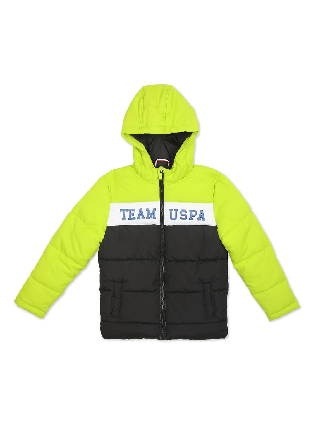 

U.S. Polo Assn. Kids Boys Green Crop Hooded Open Front Jacket
