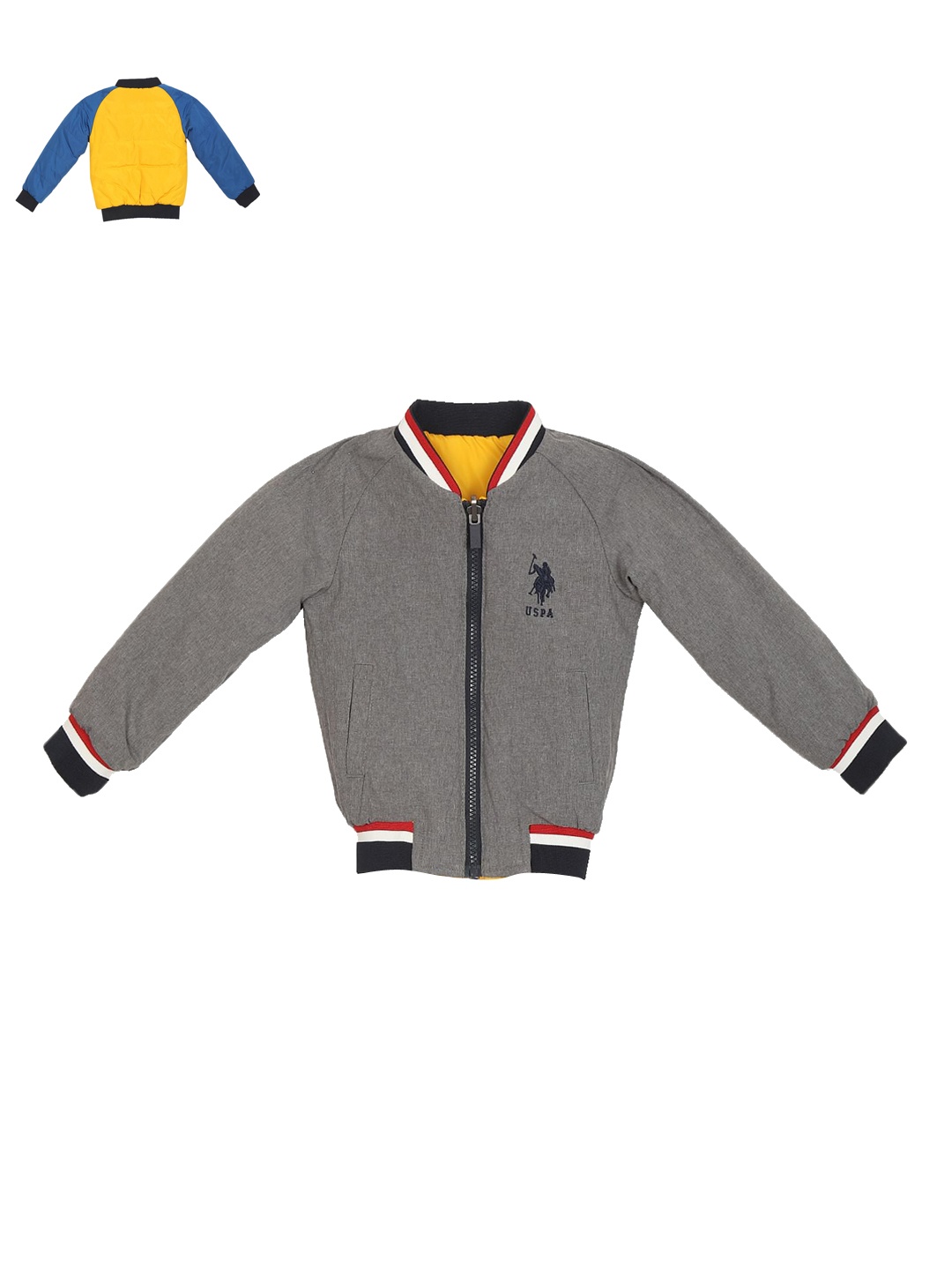 

U.S. Polo Assn. Kids Boys Grey Reversible Bomber Jacket
