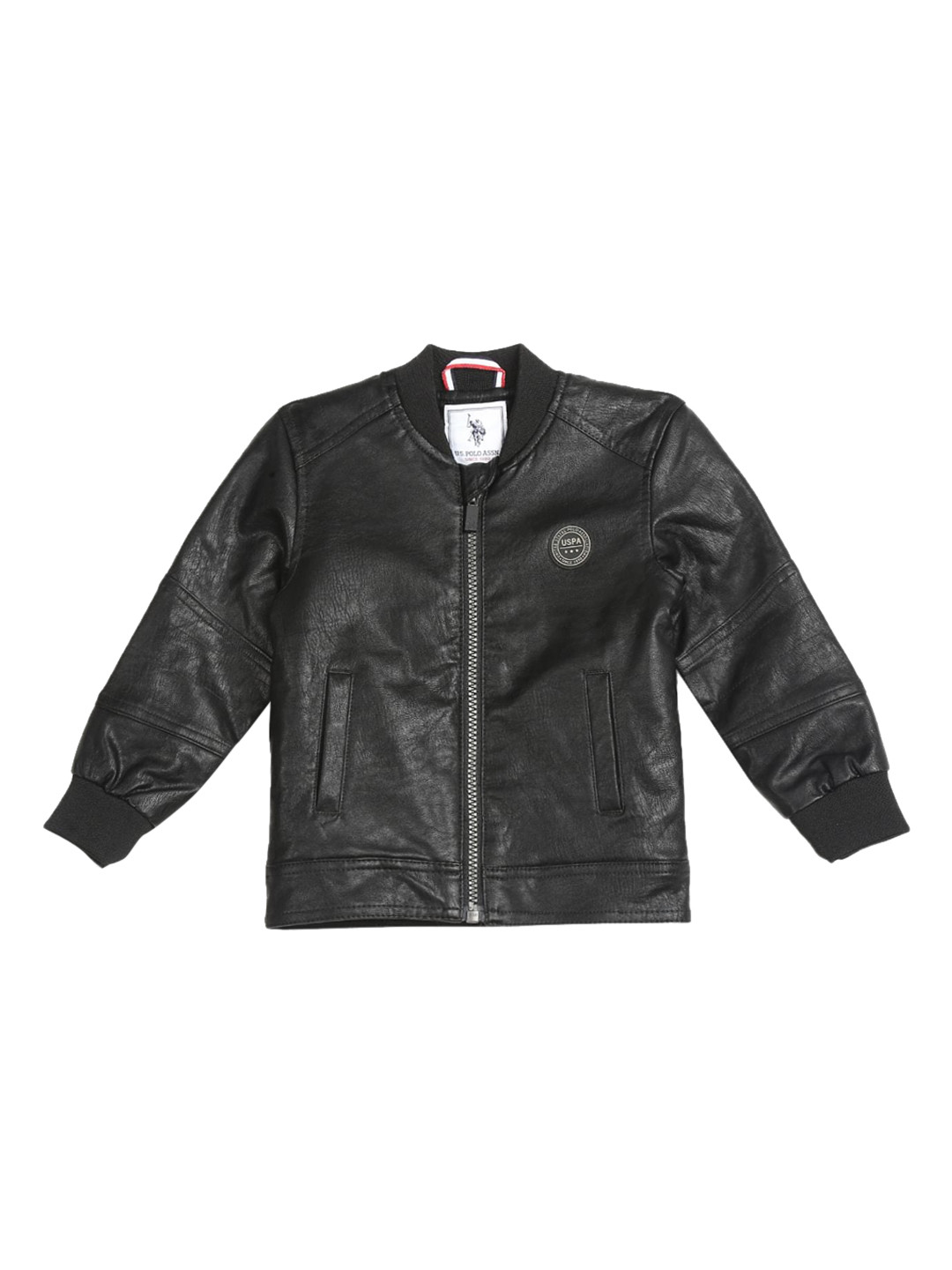 

U.S. Polo Assn. Kids Boys Black Solid High Neck Jacket