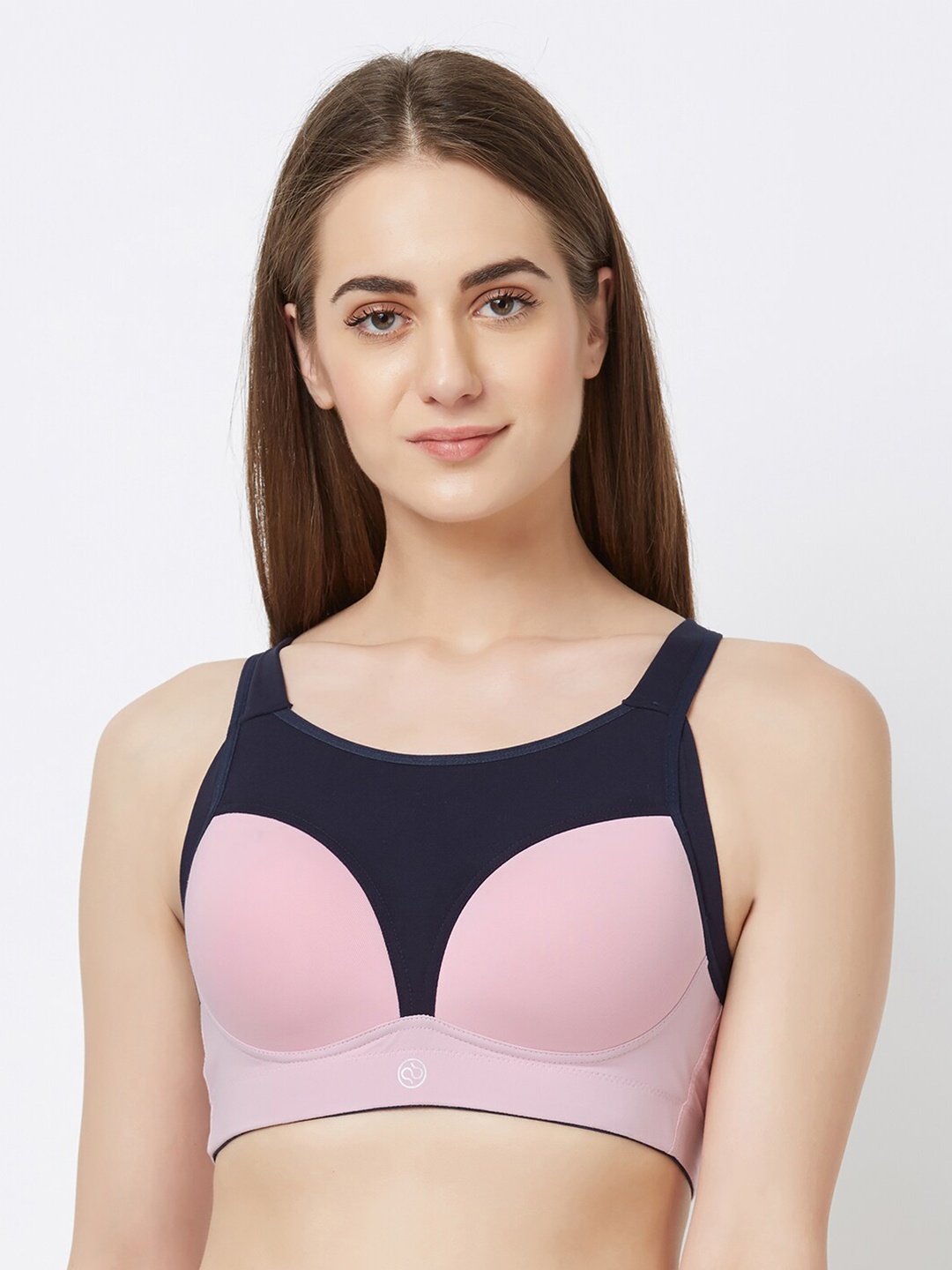 

Soie Pink & Navy Blue Bra Lightly Padded