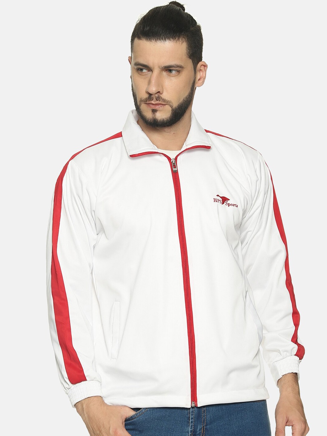 

HPS Sports Men White Lightweight Running Sporty Jacket