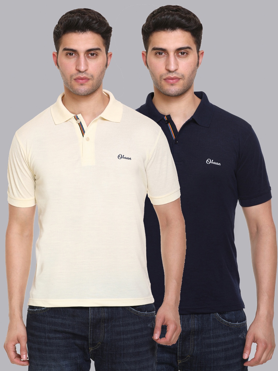 

Obaan Men Pack of 2 Polo Collar T-shirt, Yellow
