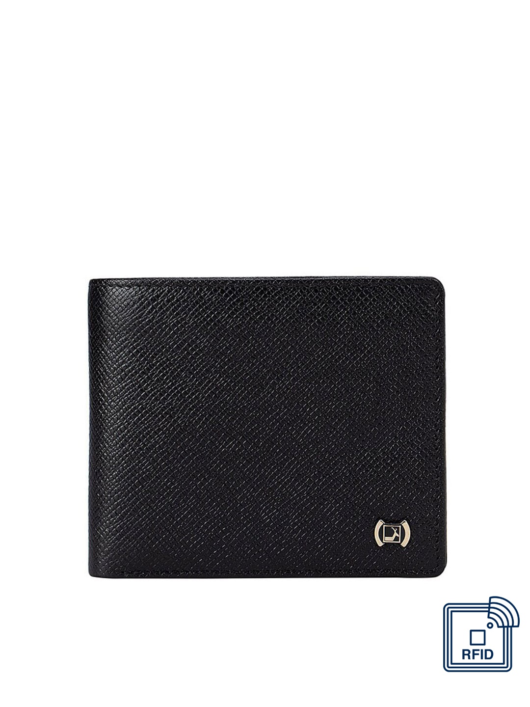 

Da Milano Men Black Textured Leather Two Fold Wallet