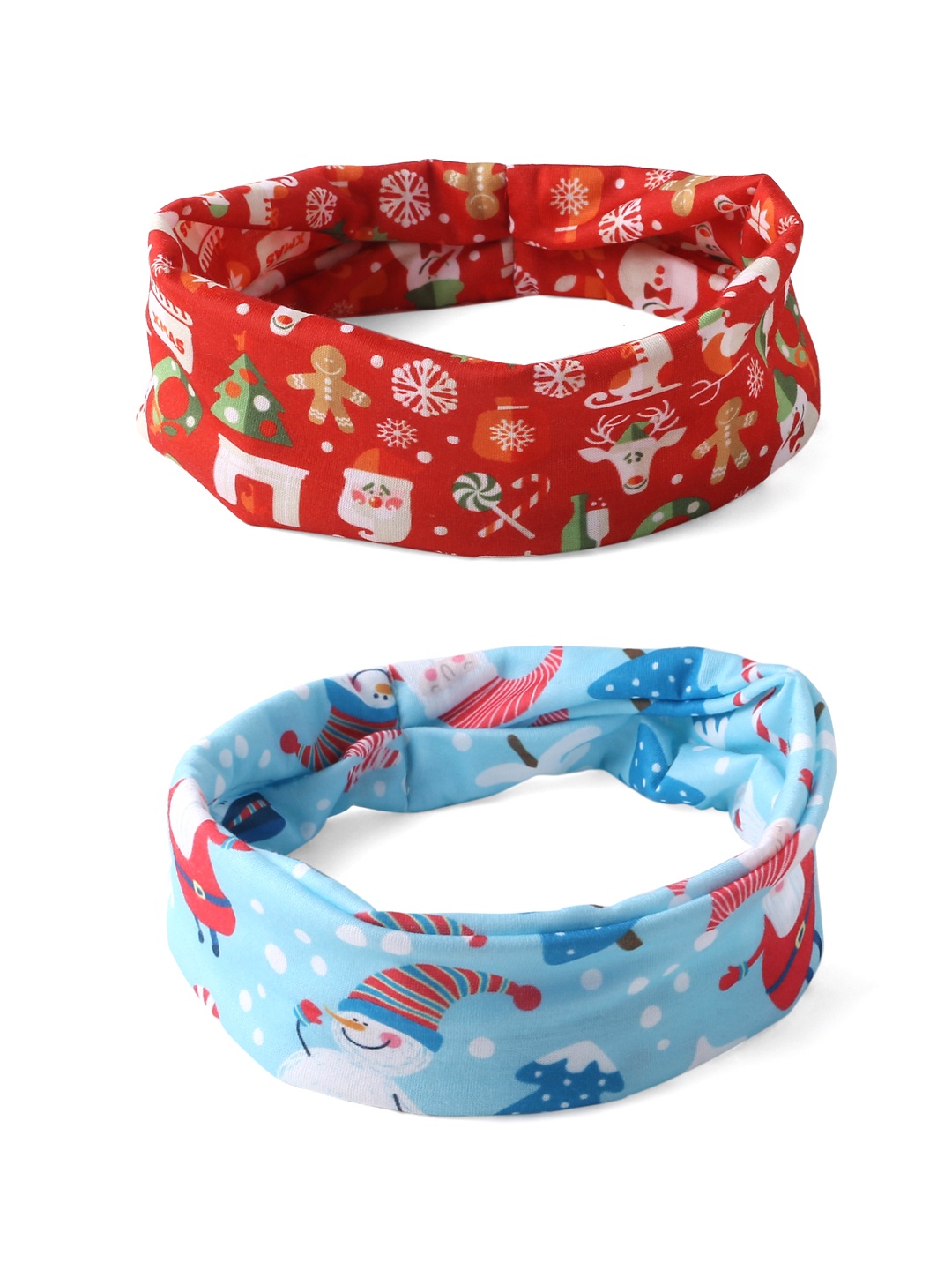 

Yellow Chimes Girls Red & Blue Set Of 2 Christmas Themed Printed Hairbands