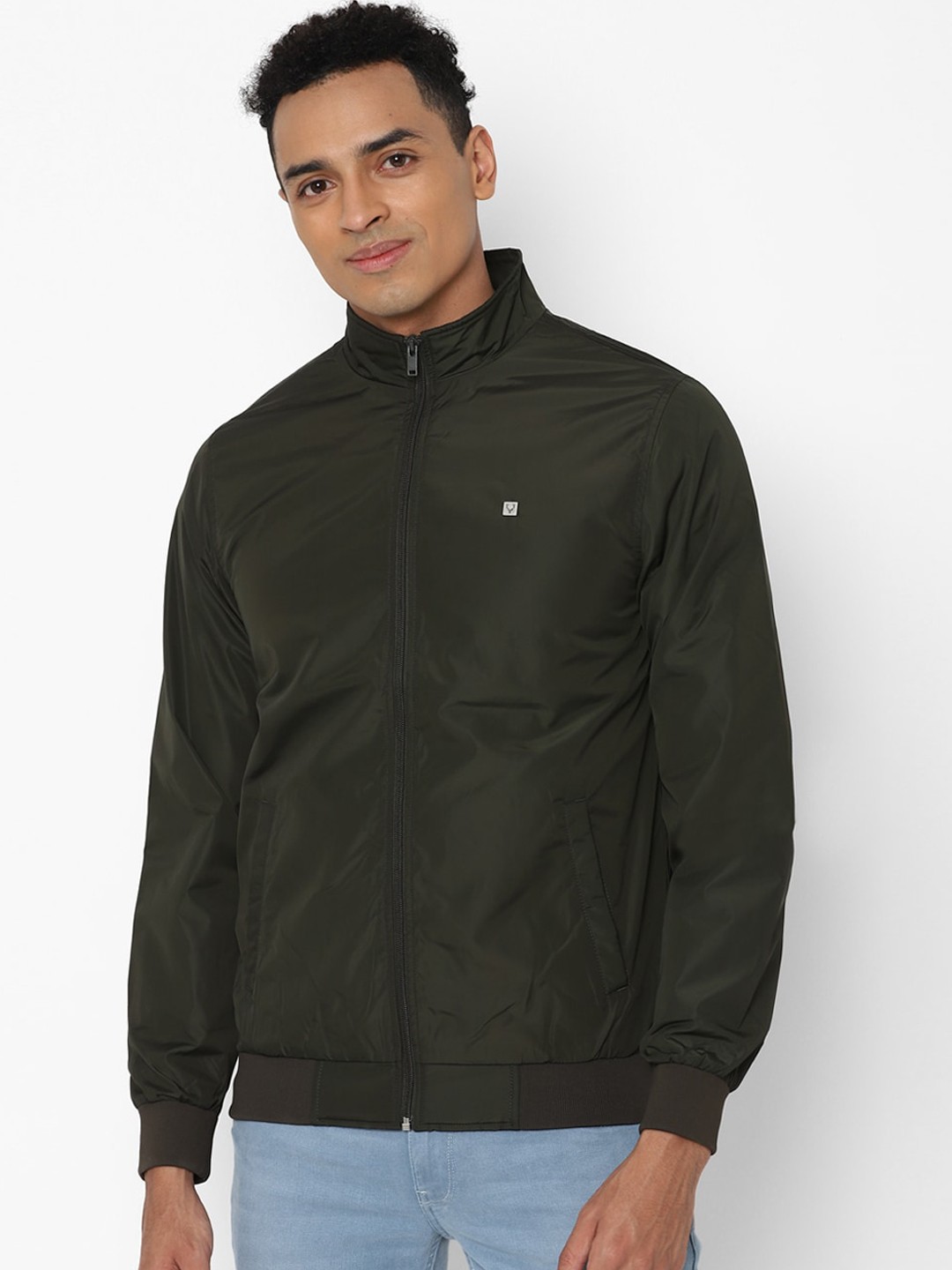 

Allen Solly Men Olive Green Bomber Jacket