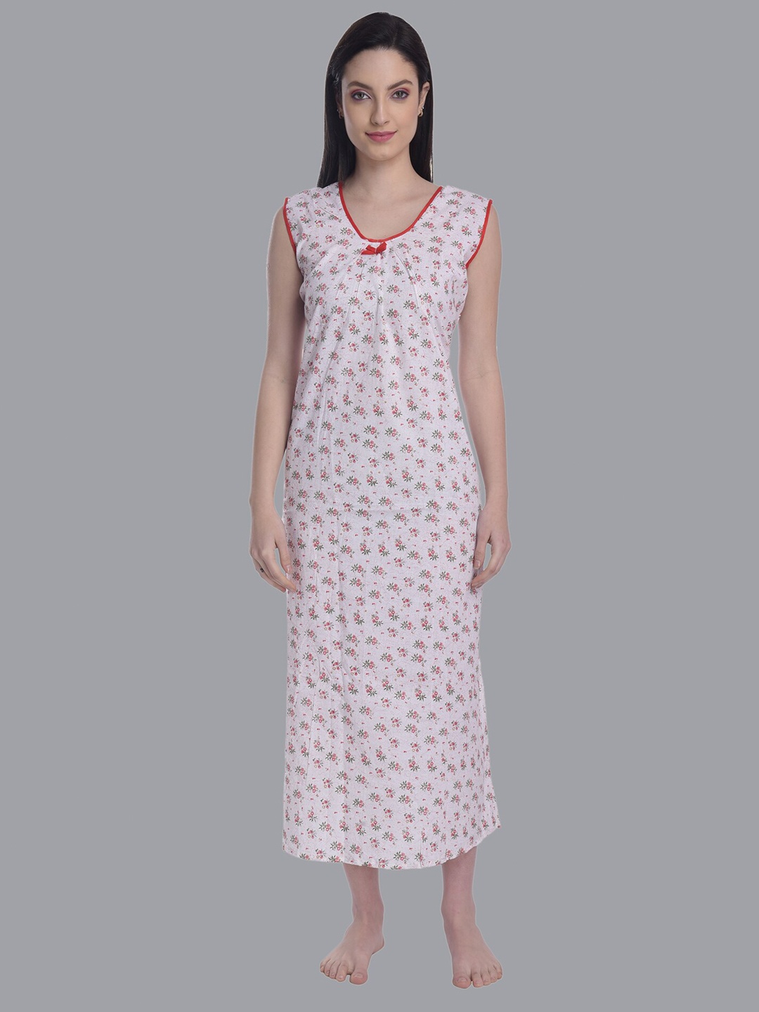

CIERGE Pink Printed Pure Cotton Maxi Nightdress