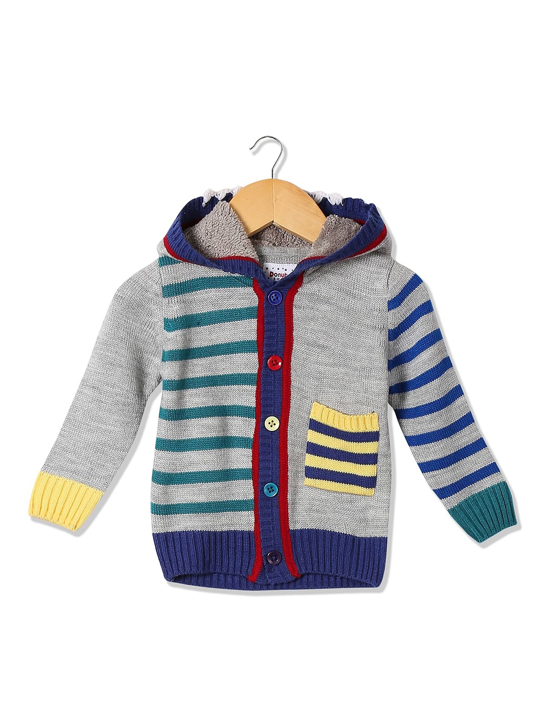

Donuts Boys Grey & Blue Striped Hooded Cardigan