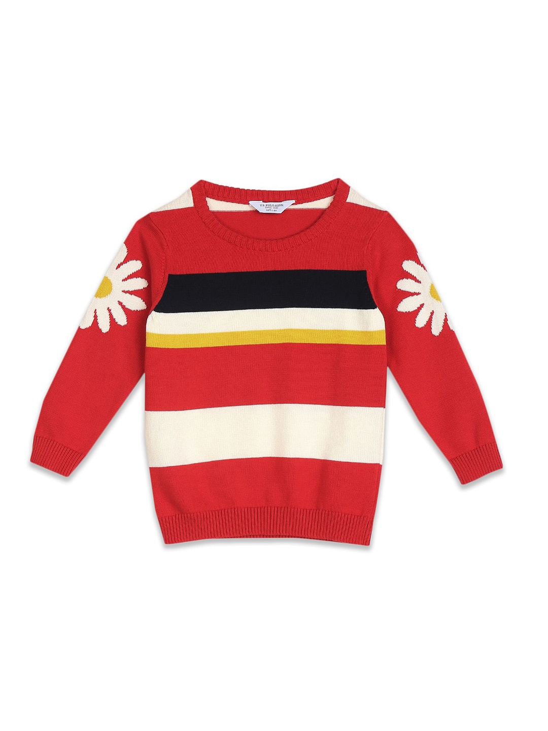 

U.S. Polo Assn. Kids Girls Red & Off White Striped Pullover
