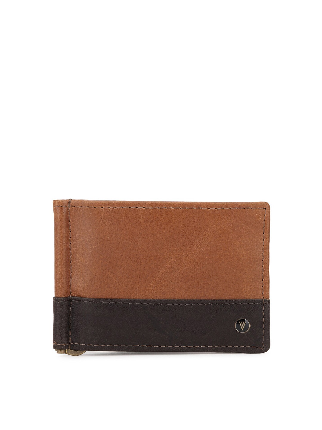 

Van Heusen Men Brown Colourblocked Leather Two Fold Wallet