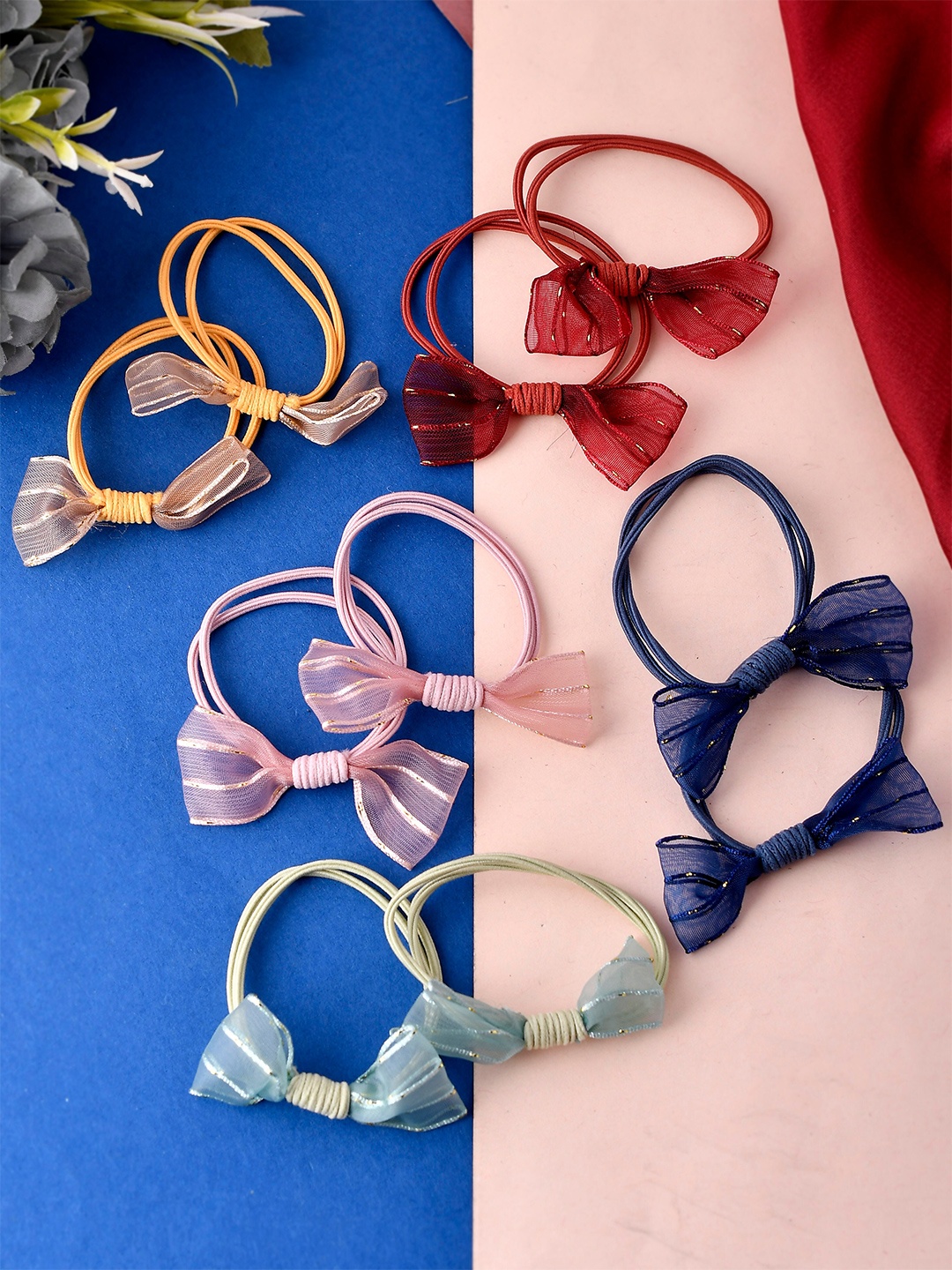 

Silvermerc Designs Girls Multicoloured Set Of 10 Ponytail Holders, Multi