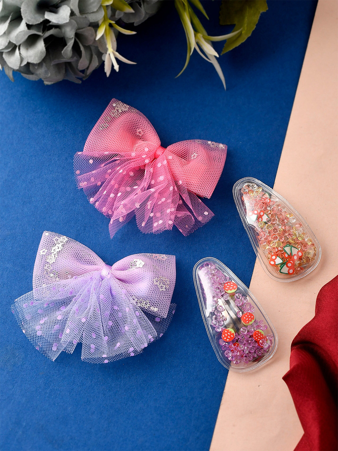 

Silvermerc Designs Girls Pink & Orange Set of 4 Alligator Hair Clip