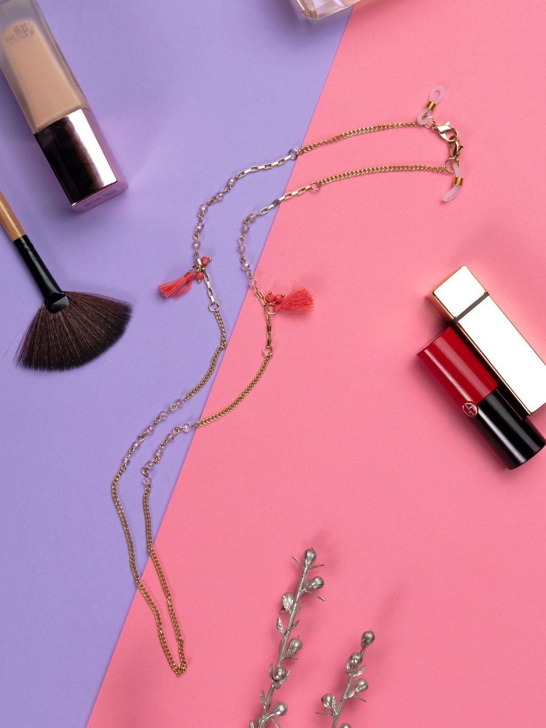

MASQ Women Gold-Toned & Pink Face Mask Chain