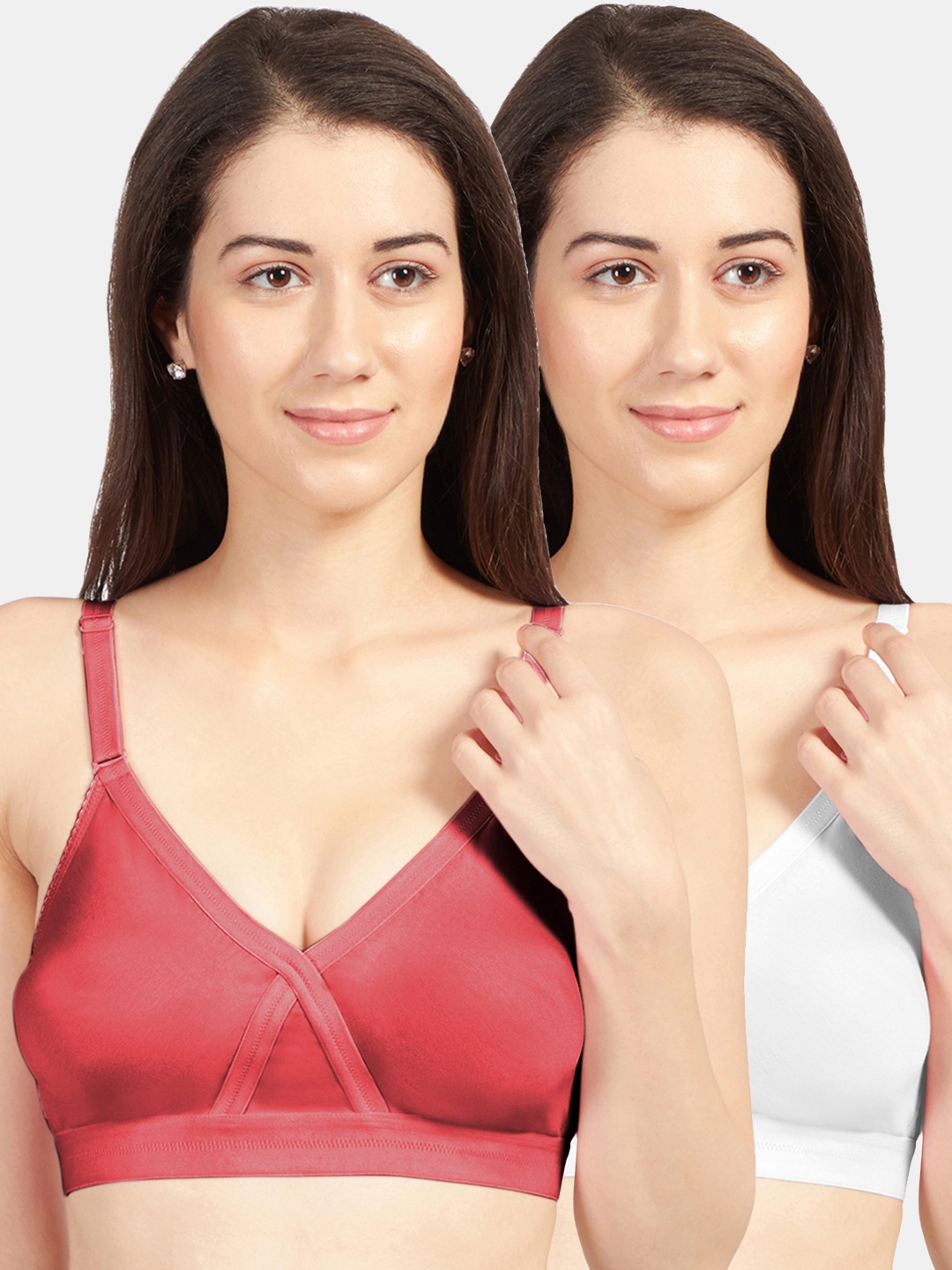 

Sonari Pack Of 2 Assorted Pure Cotton Bra britneynxredwhite32D