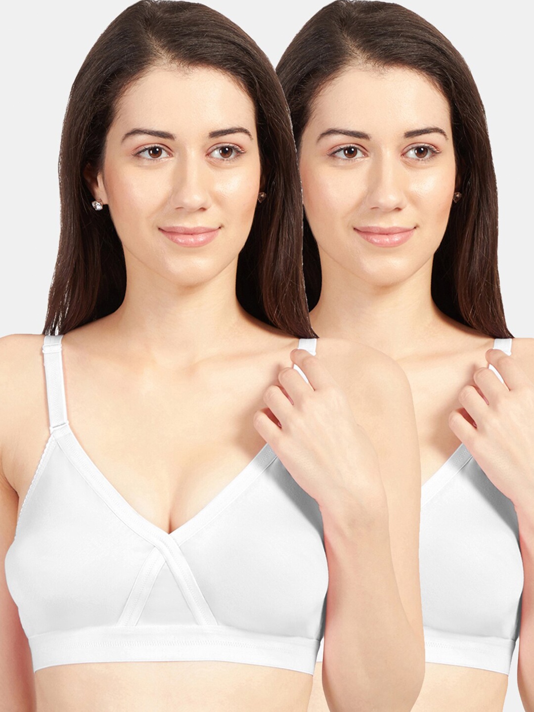 

Sonari White Solid Set Of 2 Non-Padded Everyday Bra