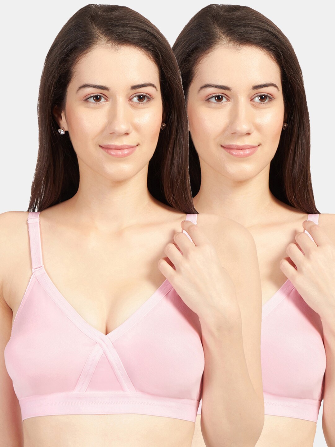 

Sonari Pink Solid Pack of 2 Non-Wired Non-Padded Everyday Bra