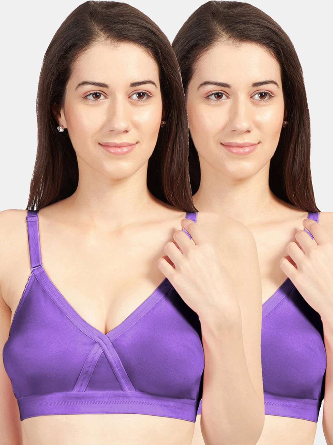

Sonari Purple Solid Pack of 2 Non-Wired Non-Padded Everyday Bra