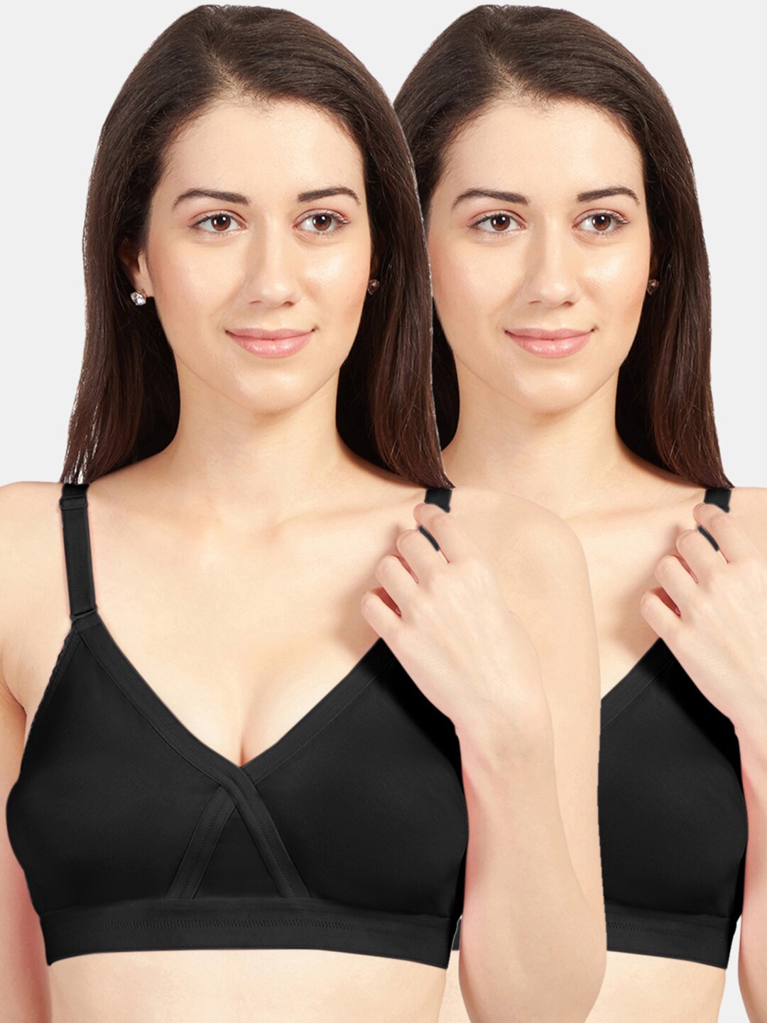 

Sonari Black Set Of 2 Non Padded Non Wired Regular Bra