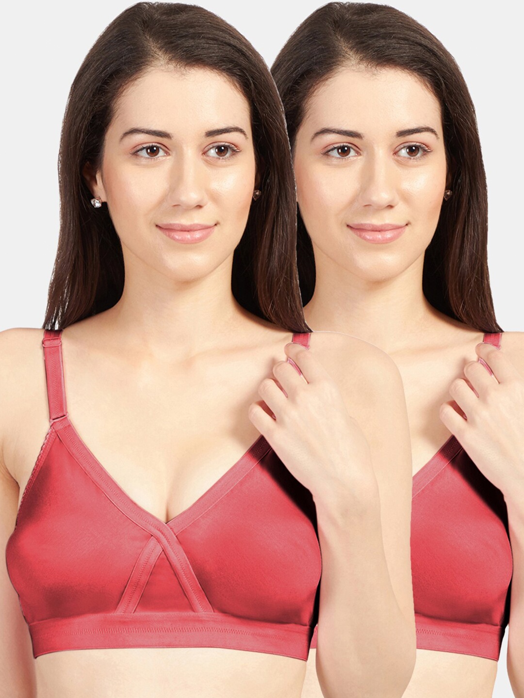 

Sonari Red Solid Pack of 2 Non-Wired Non-Padded Everyday Bra