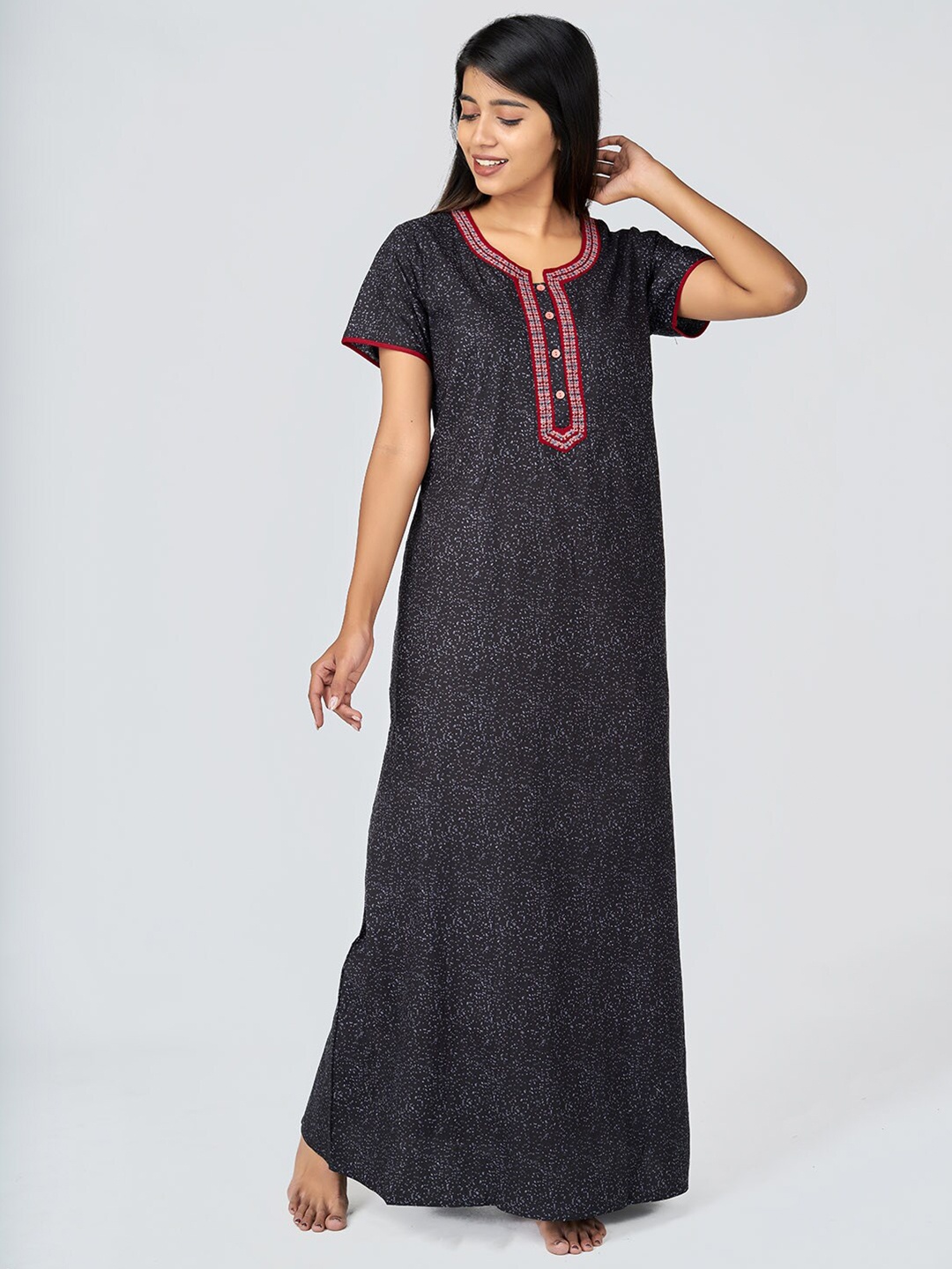 

Maybell Black Printed Maxi Nightdress