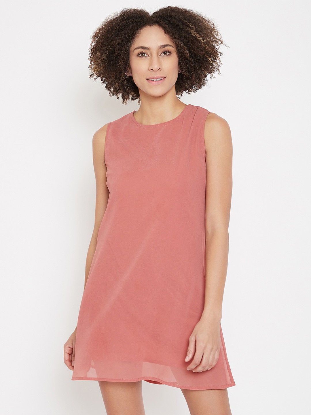 

La Zoire Pink Georgette A-Line Mini Dress