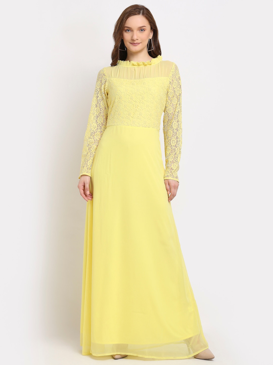 

La Zoire Yellow Georgette Maxi Dress