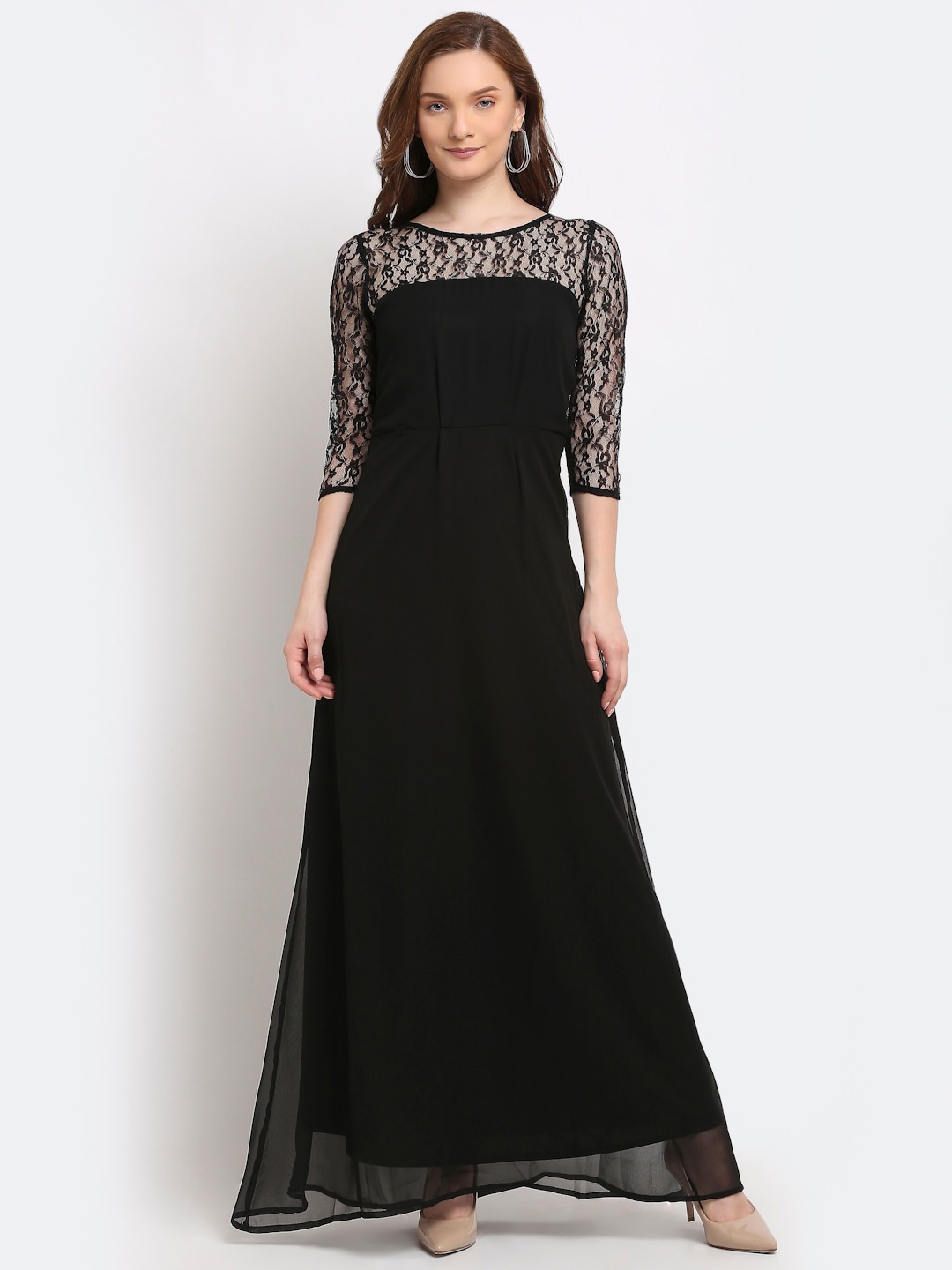 

La Zoire Black Georgette Maxi Dress