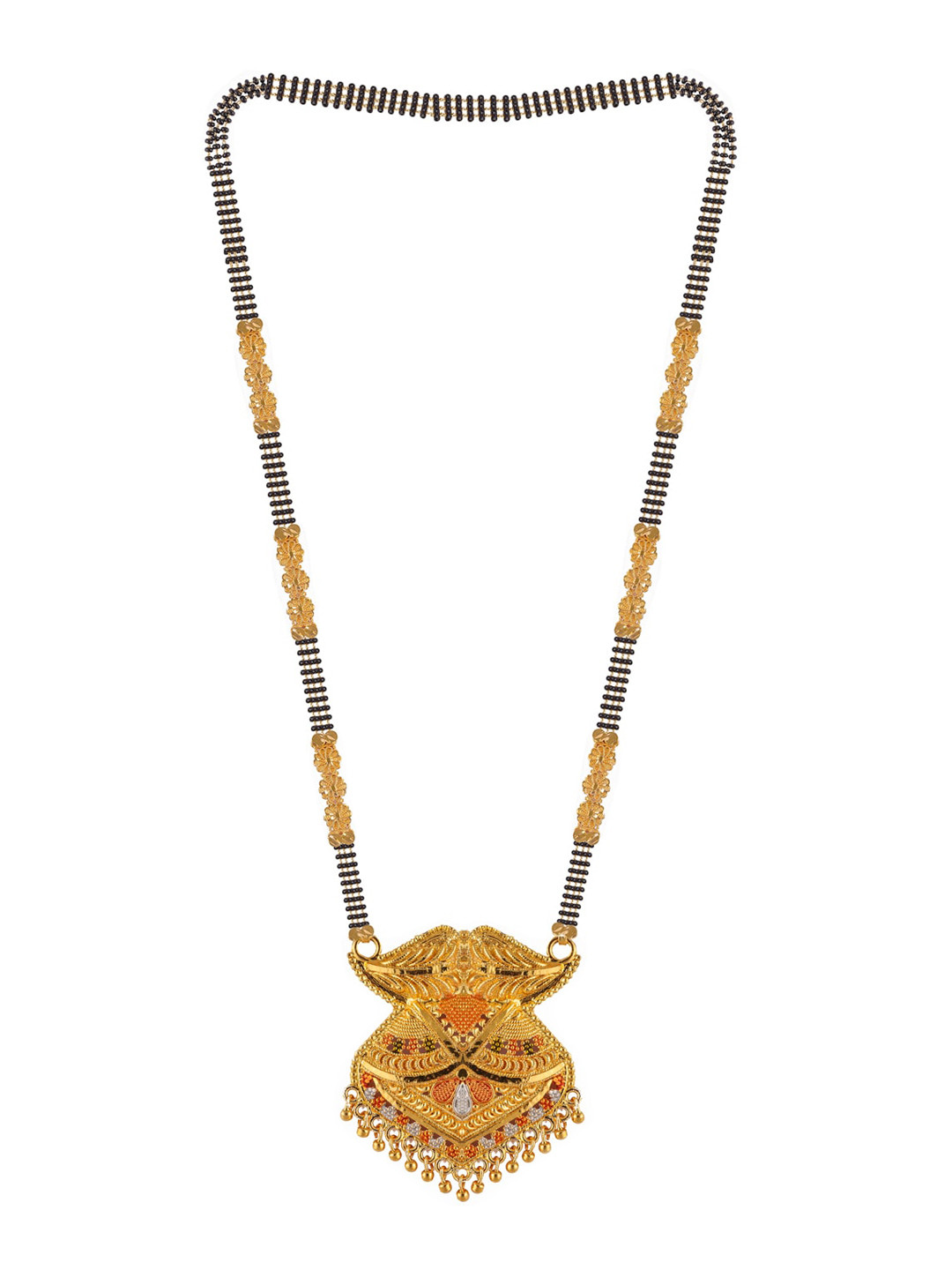 

Brandsoon Black & White Set Of 2 Gold-Plated Stone-Studded & Beaded Mangalsutra