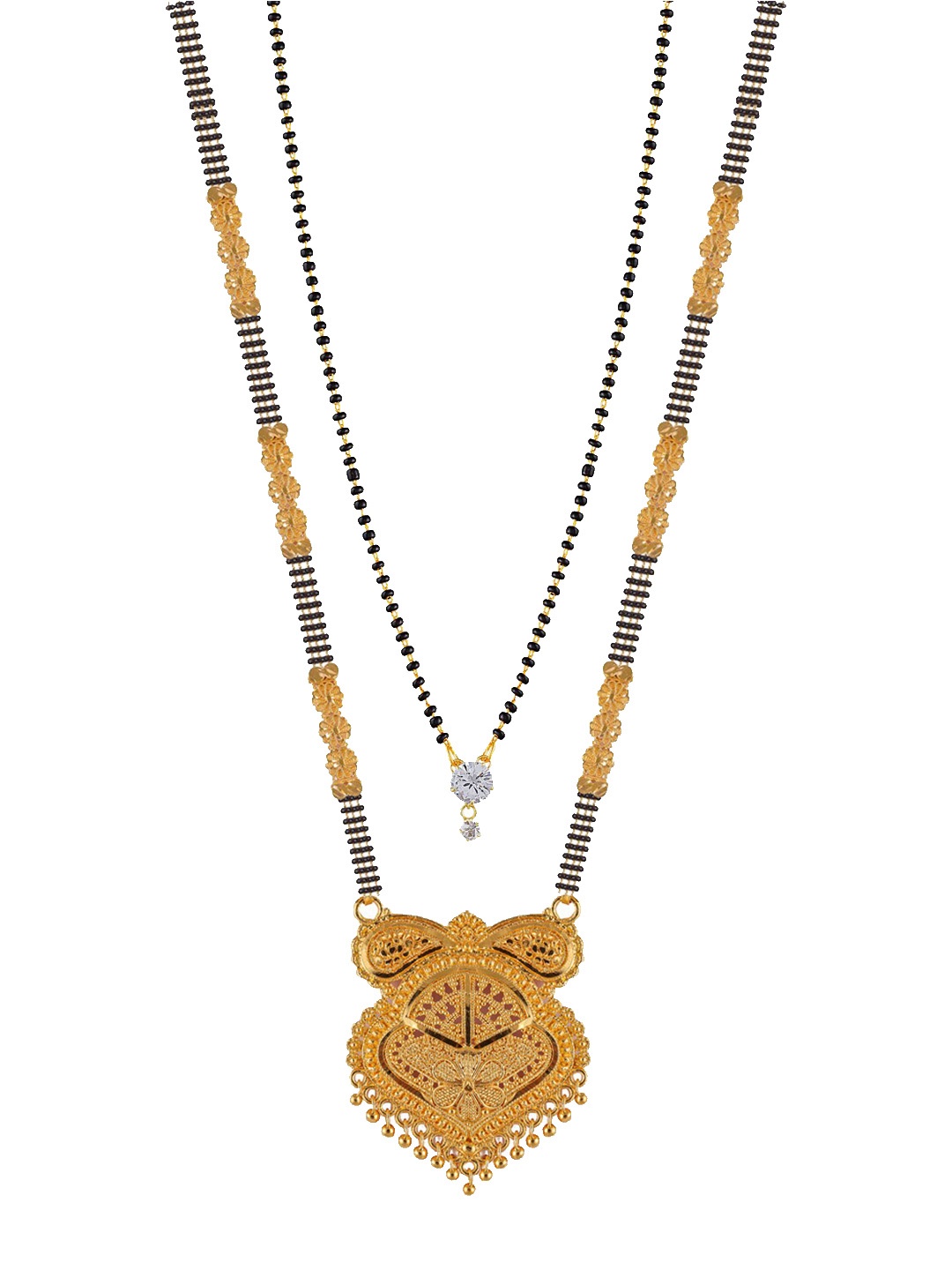 

Brandsoon Set Of 2 Gold-Plated & Black Beaded Mangalsutra