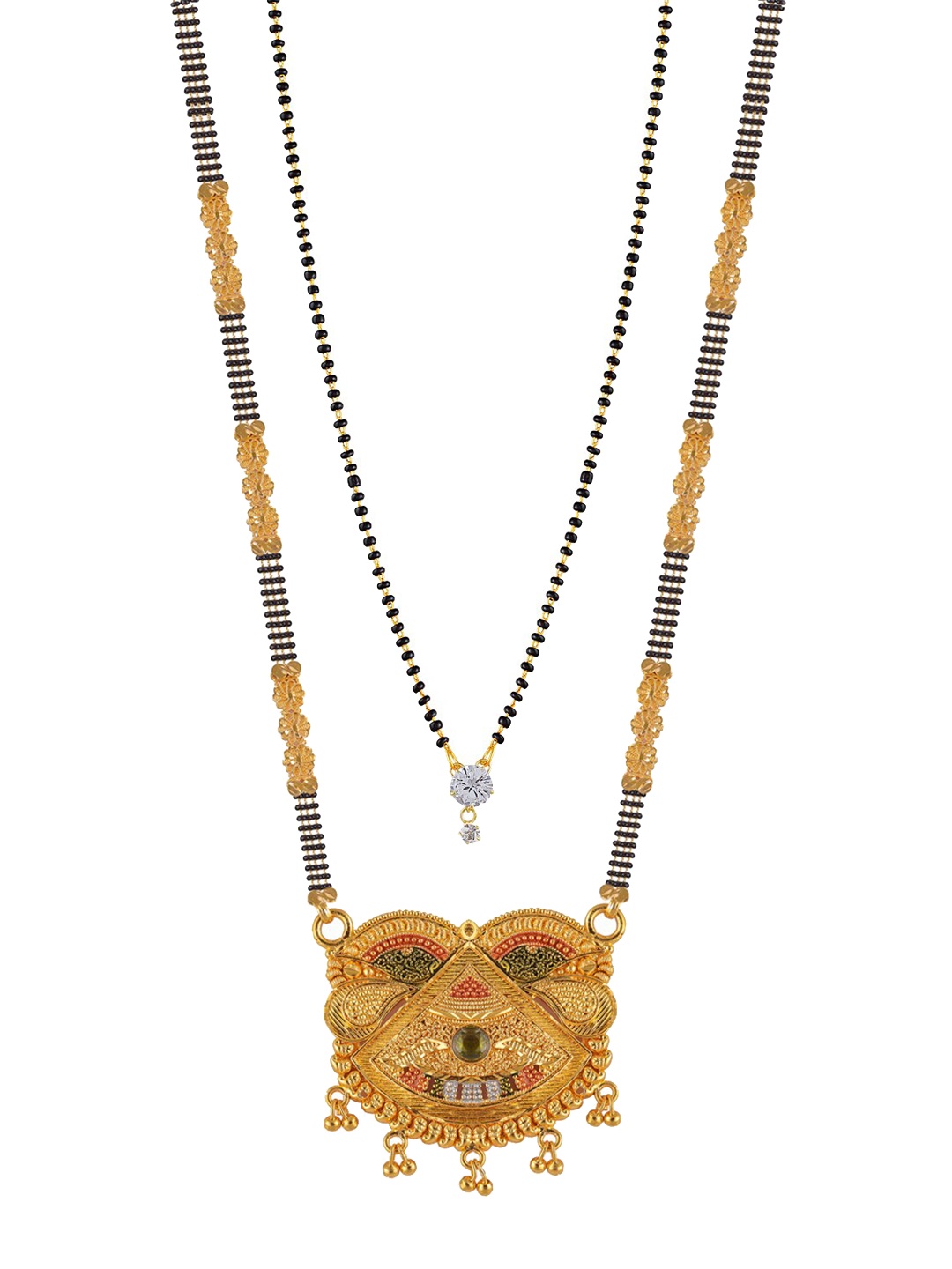 

Brandsoon Set Of 2 Gold-Plated & Black Beaded Mangalsutra